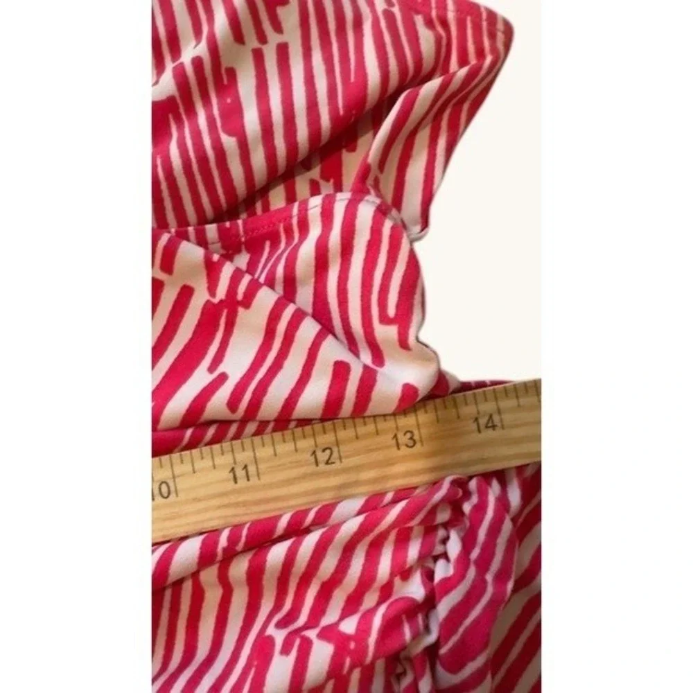 New York Company Pink‎ White Abstract Print Ruched V-Neck Sheath Dress Medium